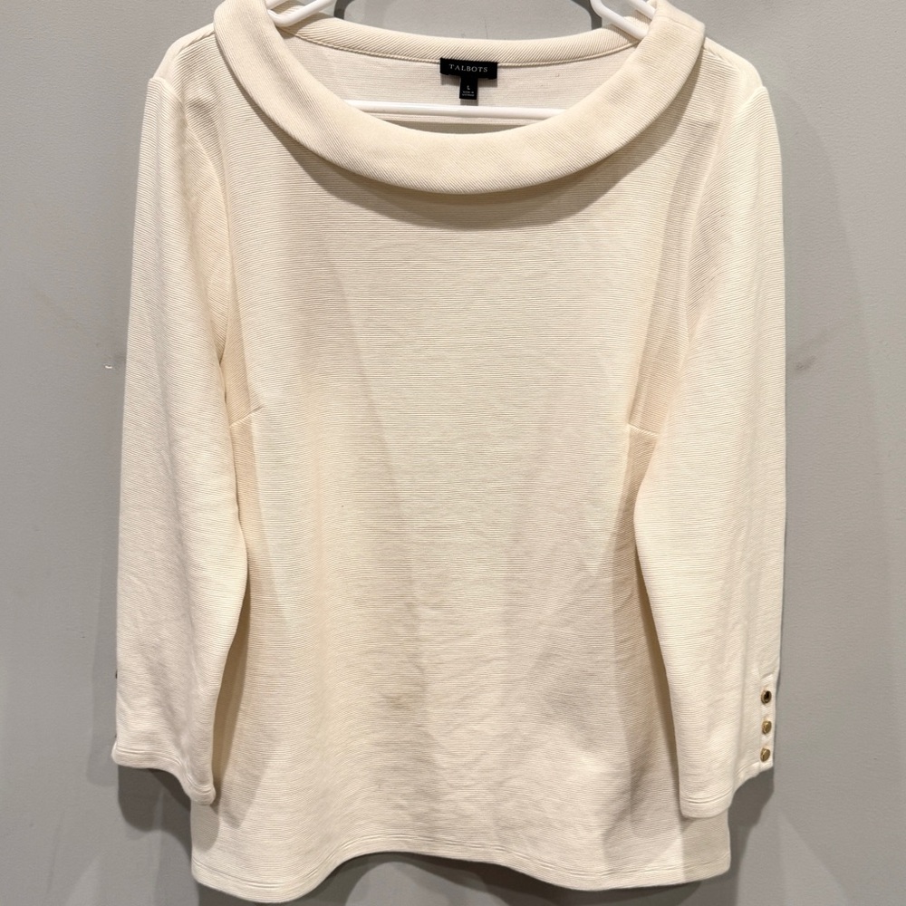 Talbots Cream Sabrina Portrait Collar Top - Picture 2 of 11